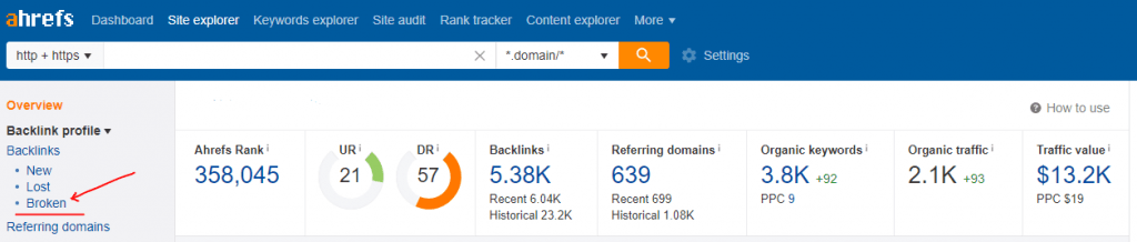 ahrefs tool broken link building