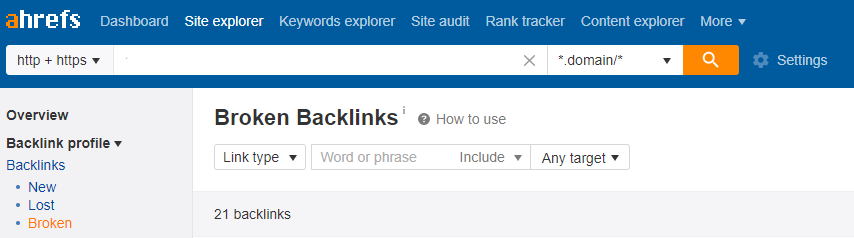 ahrefs tool broken link building