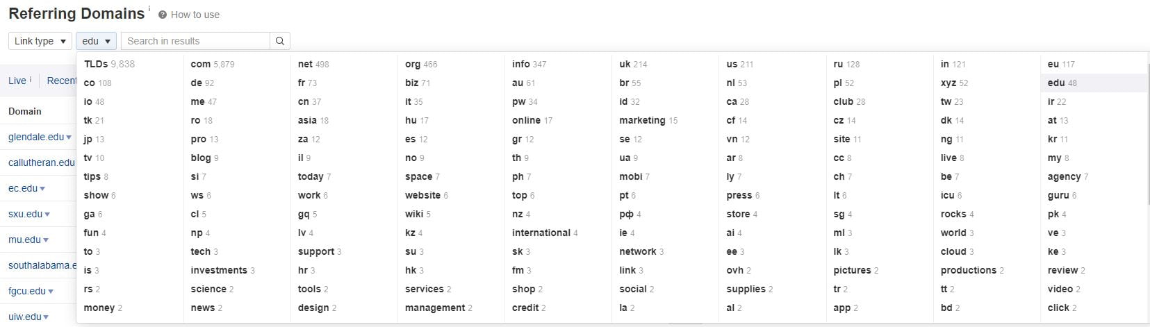 competitors referring domains