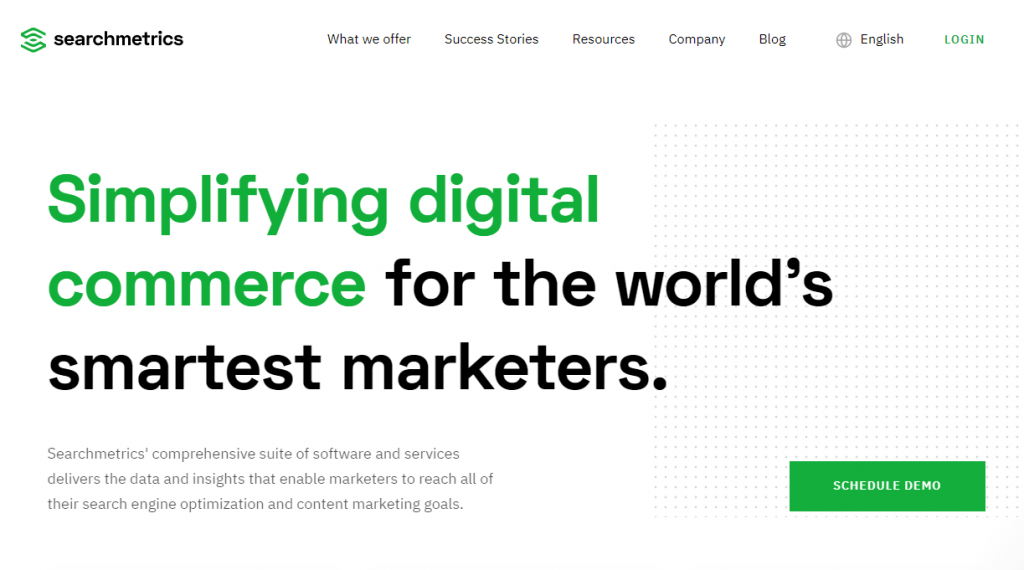 screenshot of search metrics homepage