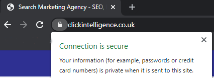 screenshot of ssl certificate for clikc intelligence
