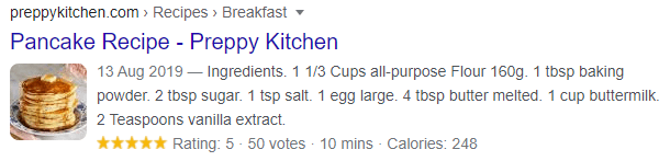 pancake example rich snippet