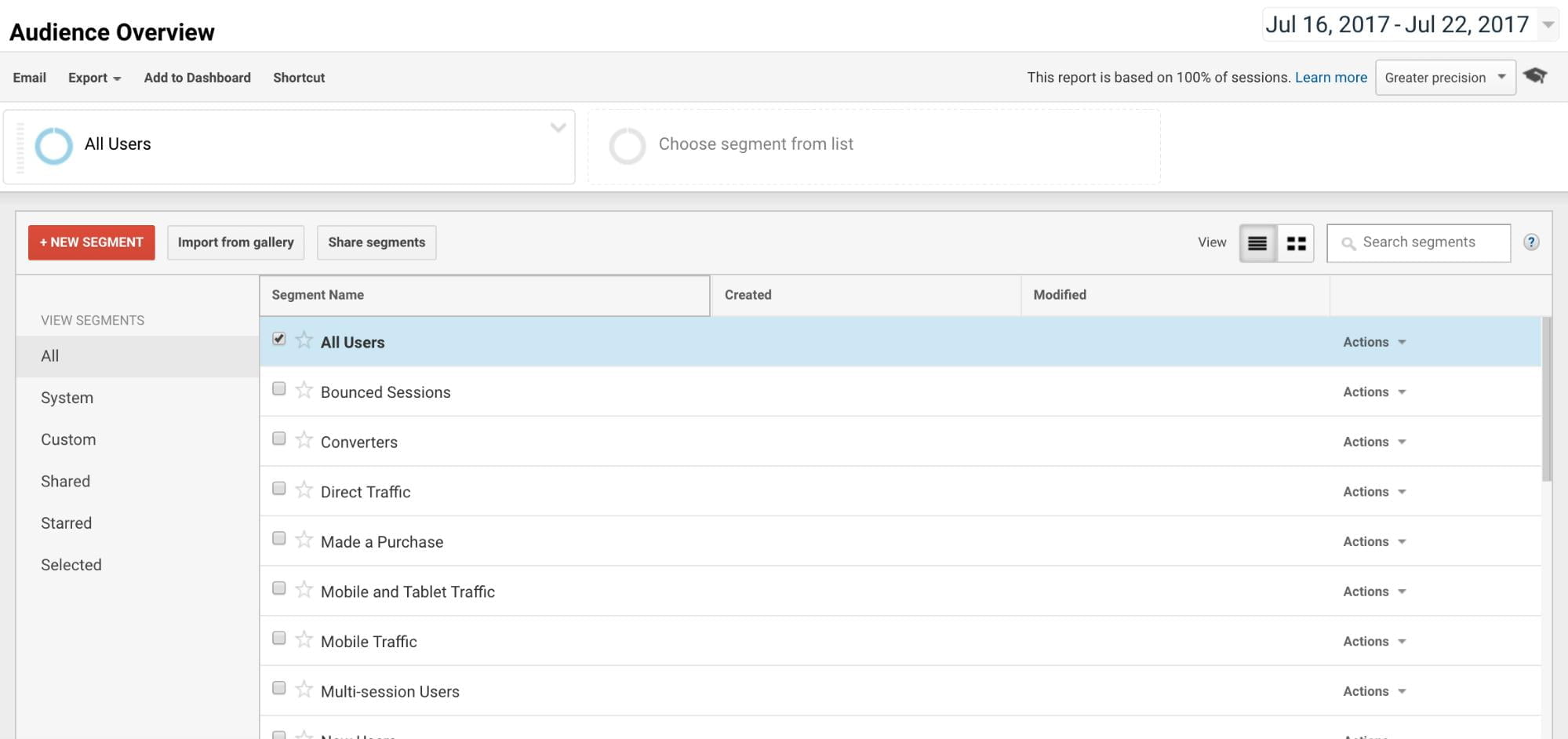 google analytics segments