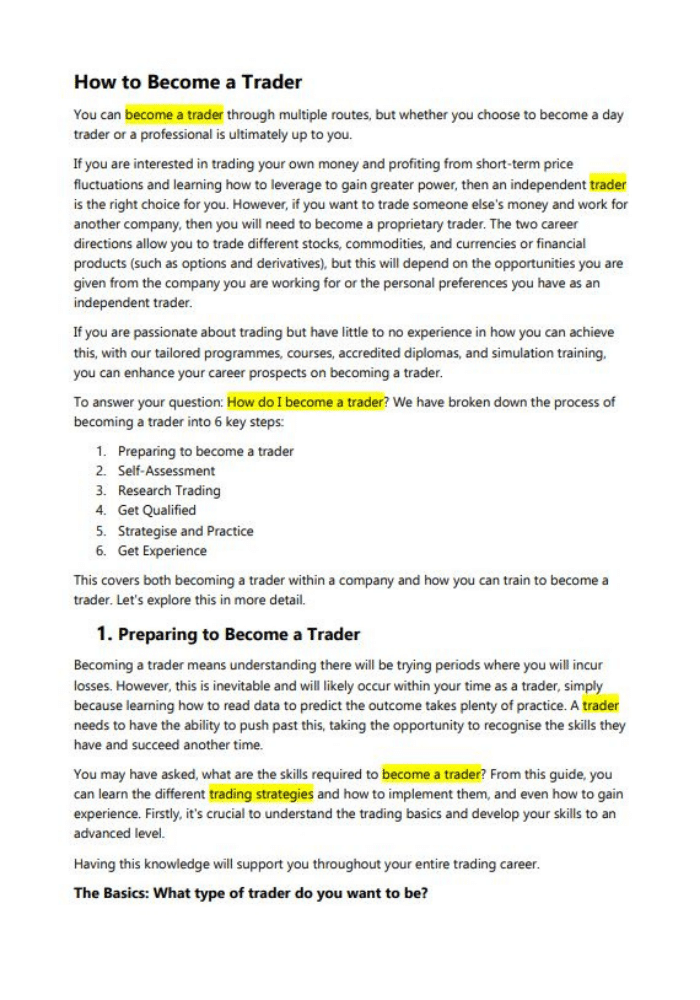 Content Writing Example -