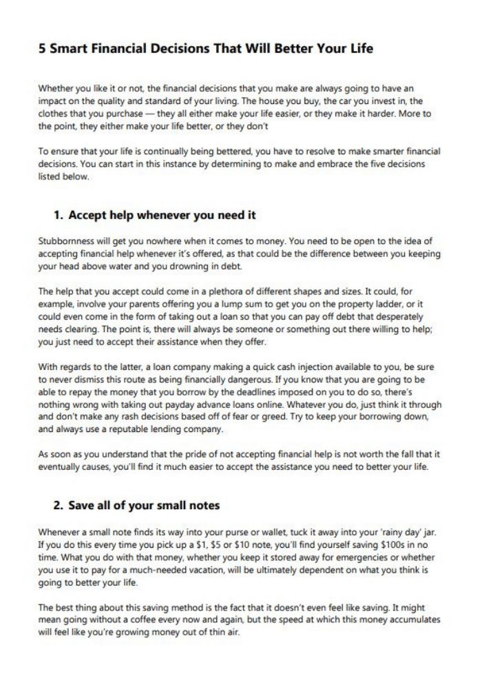 Content Writing Example - B2B US Article