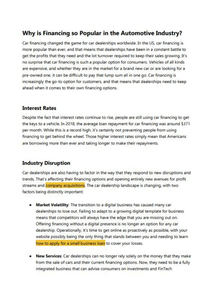 Content Writing Example - Elite Finance On-Site Web Copy