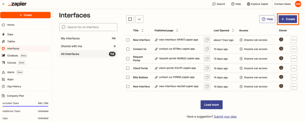 Zapier interface screenshot 
