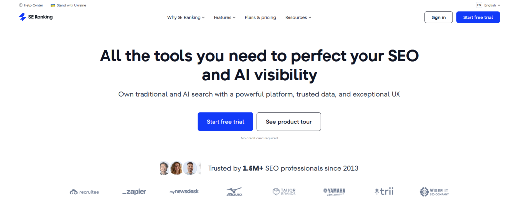 SE Ranking home page